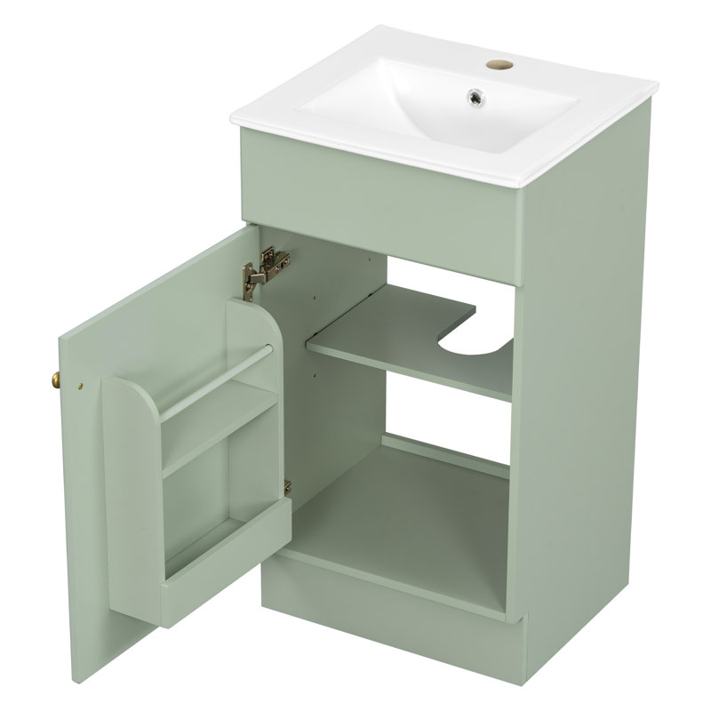 Meuble-lavabo 18 po avec lavabo, Vert clair, 32" H x 18" W x 16" D