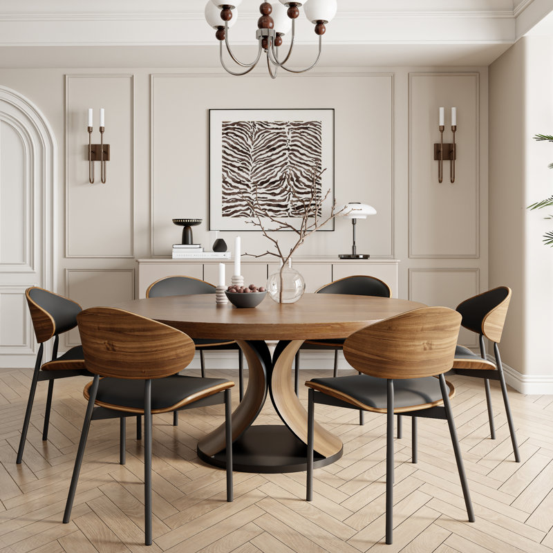 Ensemble de salle à manger 2 à 8 places en bois massif, 7 pièces : table, 6 chaises, H 29,52 po x l 53 po x P 53 po