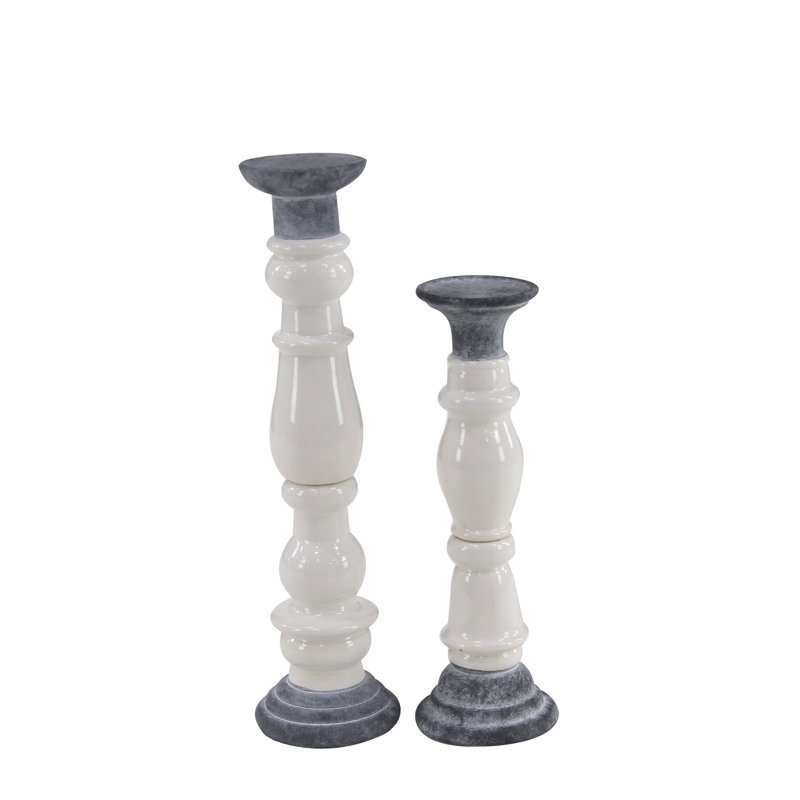 20'' H Concrete / Cement Tabletop Candlestick, Gray