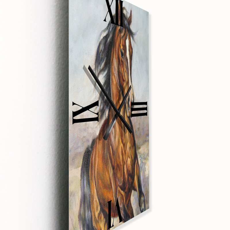 Horloge murale Portrait d'un cheval dans la course, Petit