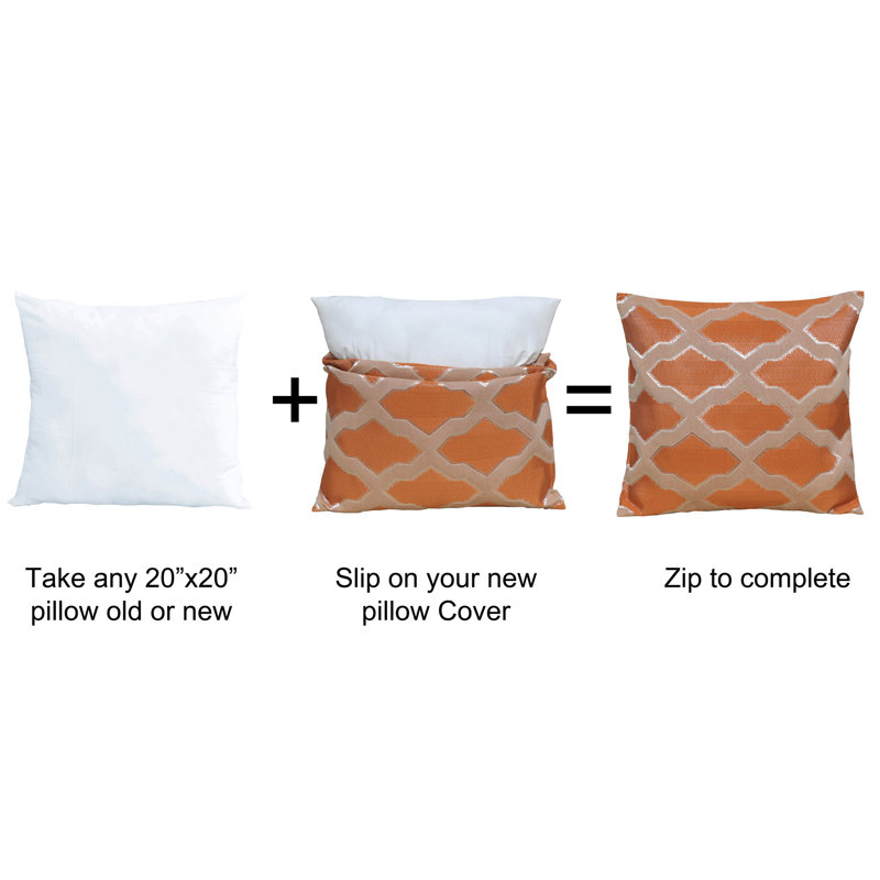 Geometric Square Cushion Cover, Burnt Orange