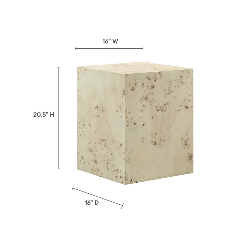 Bleached Burl Wood Square Accent Table with MDF Veneer