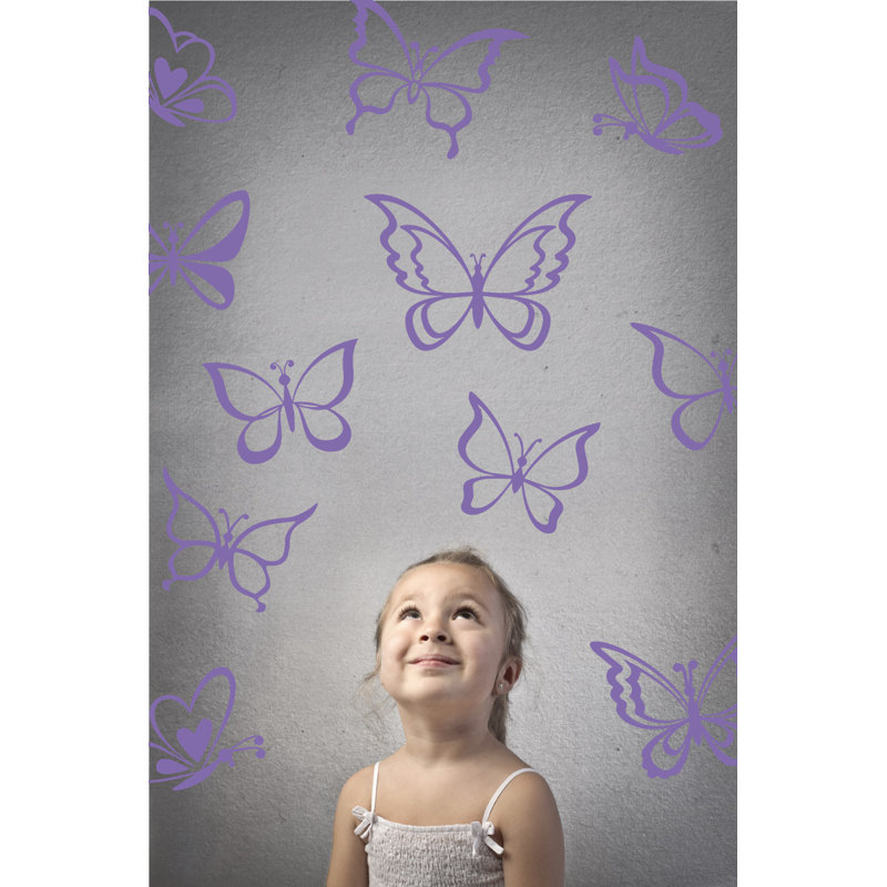 Adhésif décoratif papillon, H 24 po x l 25 po x P 0,01 po, Lavande