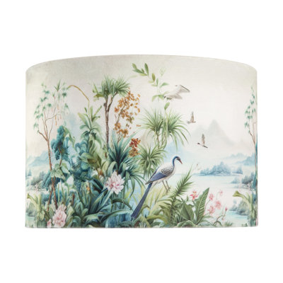 10cm H Velvet Drum Lamp Shade ( Screw On ) in Green