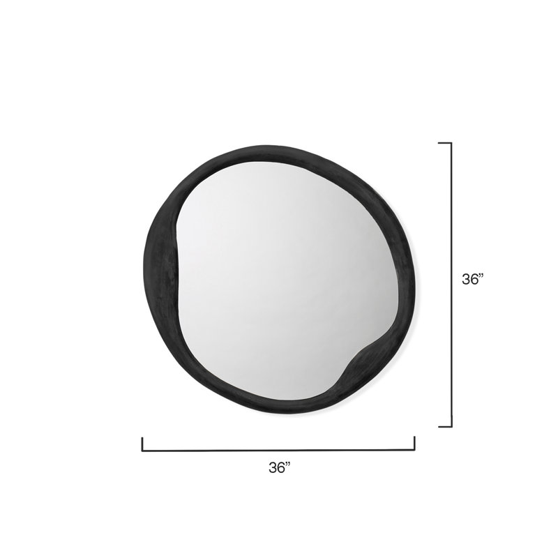 Organic Irregular Aluminum, Manufactured Wood Mirror, Black