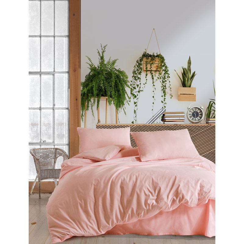 Ensemble de housse de couette 3 pièces en mélange de coton, Housse de couette grand + 2 taies décoratives, Solmon