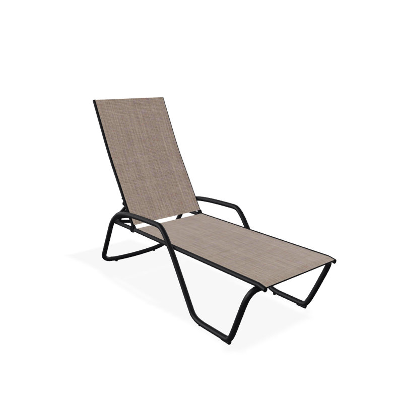 Chaise longue inclinable Gardenella, Noir texturé, Fenouil Augustine Sunbrella®