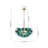 3-Light Gradual Teal Glass Bubble Globe Chandelier