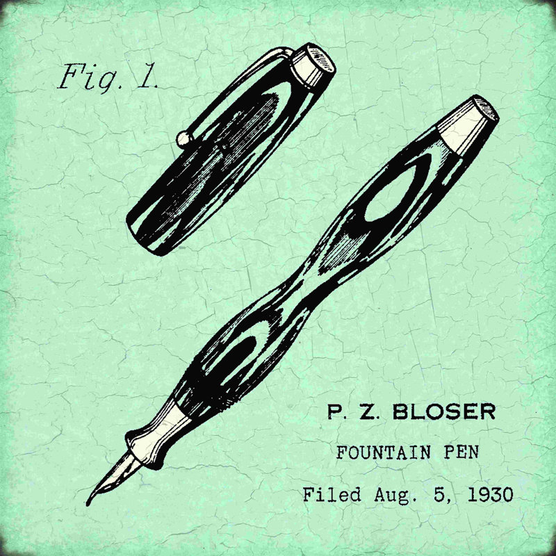" Patent Pen " Painting Print, 30" H x 30" W  