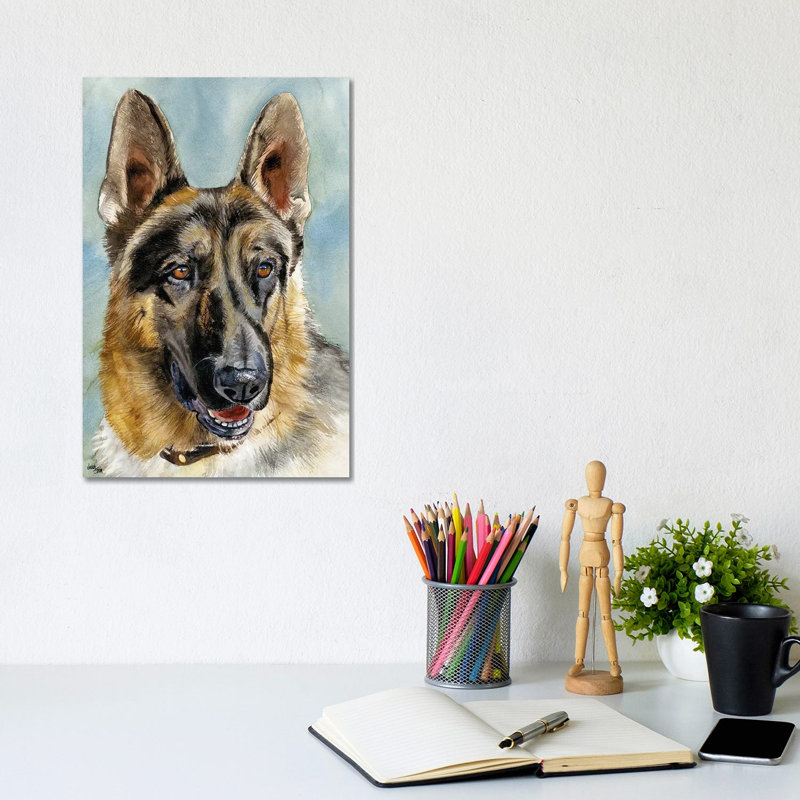 Brains And Brawn - German Shepherd Dog by Judith Stein - Wrapped Canvas Painting, 30.48cm H x 20.32cm W x 1.91cm D