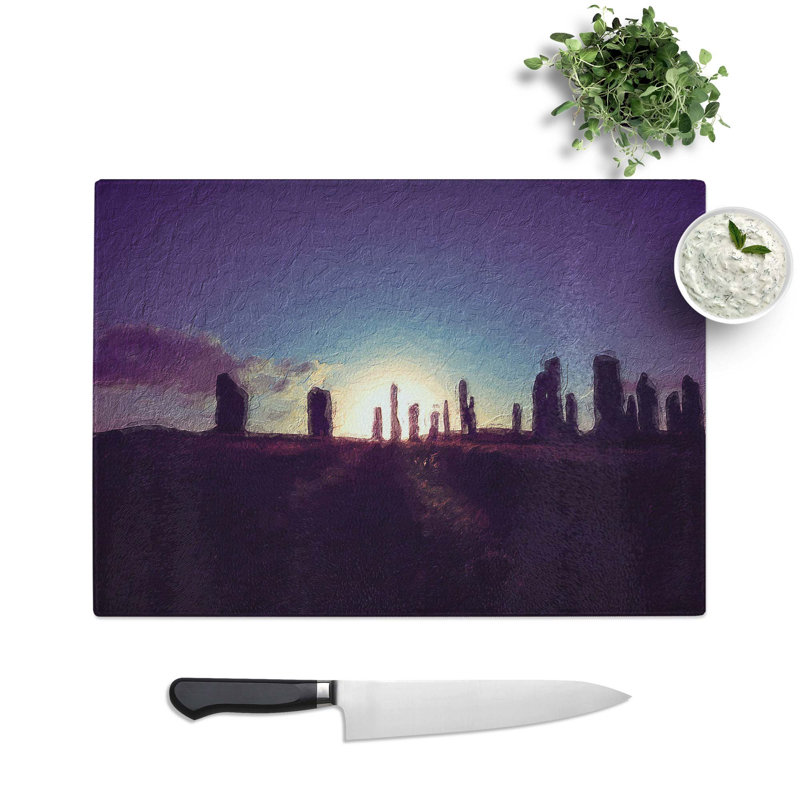 Tempered Glass Standing Stones in the Isle of Lewis Chopping Board, 39 cm W x 28.5 cm L