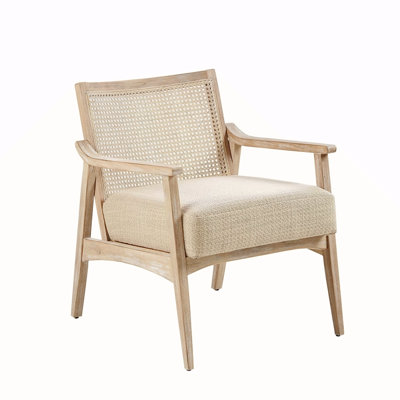 Woven Panel Wooden Arm Accent Chair