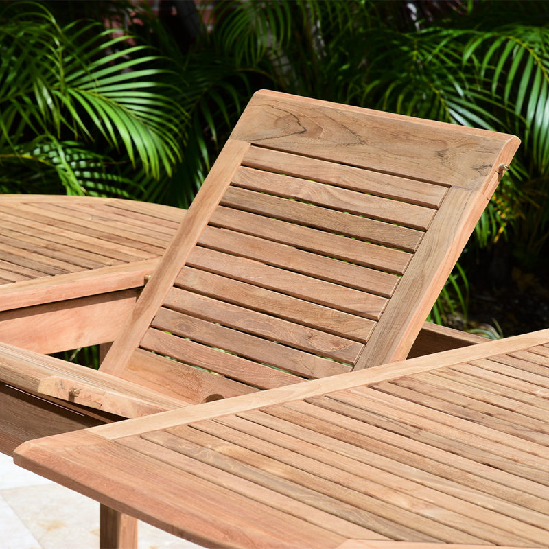 Bradley-John Extendable Oval Teak Outdoor Dining Table