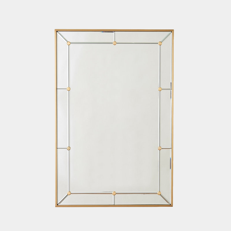 Rectangular Stud Rectangle Steel Beveled Mirror