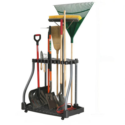 Wheeled Tool Tower Rack For Home & Garage Storage - Organize Up To 40 Long-Handled Tools