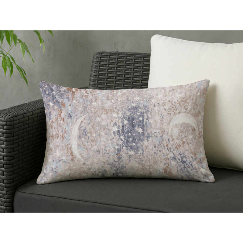 Coussin décoratif intérieur / extérieur gris Modern Modern, Rectangle H 14 po x l 20 po, Beige abstrait 3