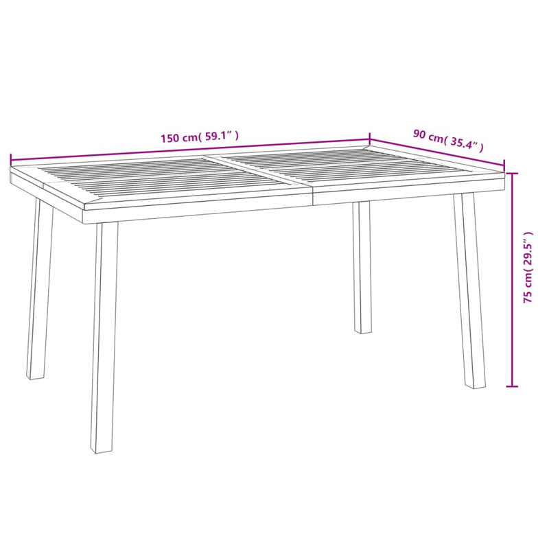 Rectangular Acacia Outdoor Coffee Table, 35.4" W x 59.1" L x 29.5" H