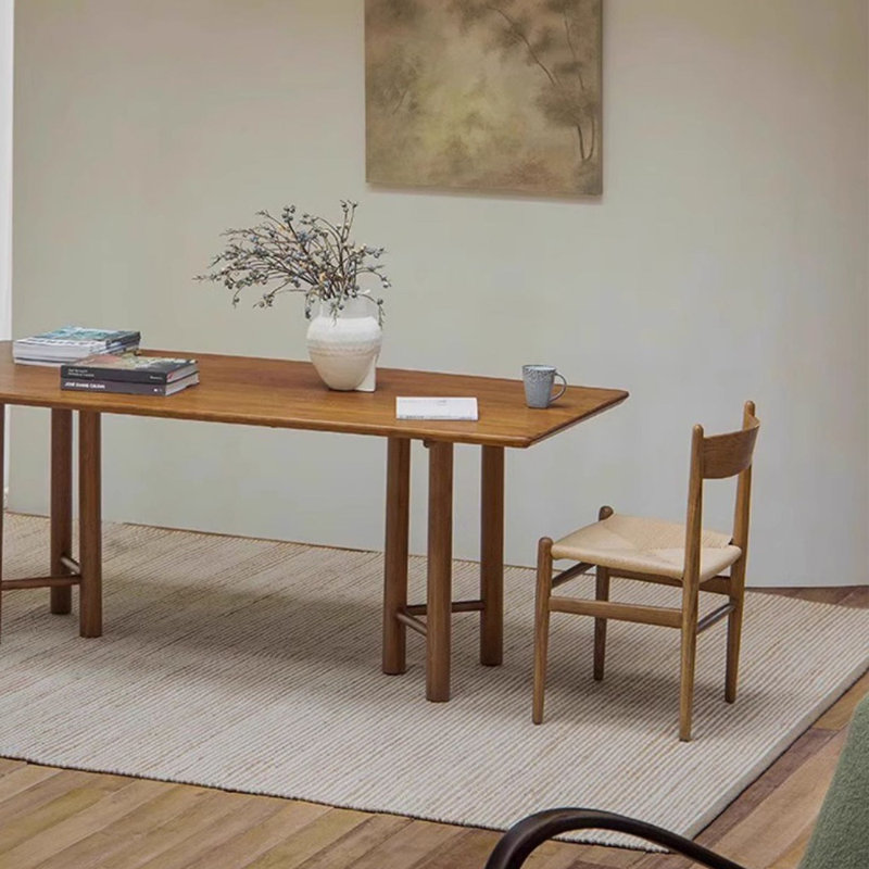 Table de salle à manger en bois massif brun clair, H 29,53 po x L 62,99 po x l 33,46 po
