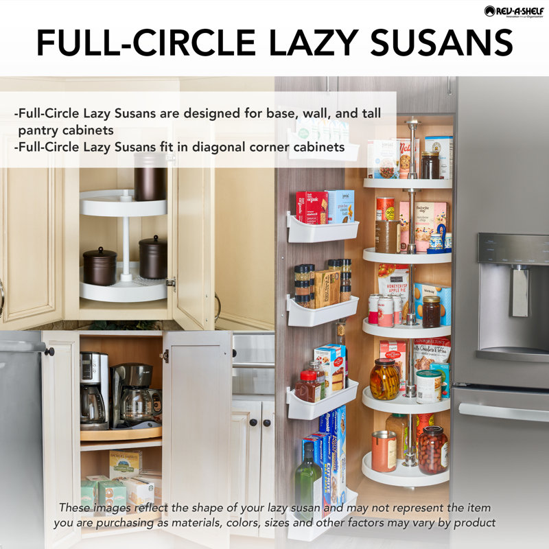 24" White Polymer Full Circle Revolving Lazy Susan