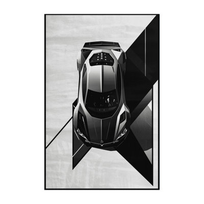 Soft Plush Edingworth Futuristic Concept Car Modern Geometric Shapes Area Rug in Green – Black Binding