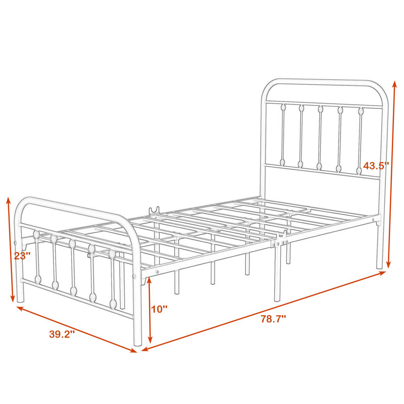 Athel Twin Metal Slat Headboard Bed