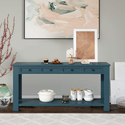 Leavale 63.01" Wide Wood Console Table with Drawers and Shelf
