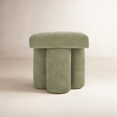 17" Linen Upholstered Ottoman