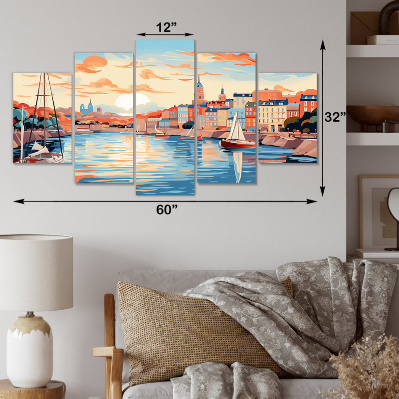 Sydney Harbour, coucher de soleil, côtes II - ensemble d'art mural à multiples panneaux côtiers