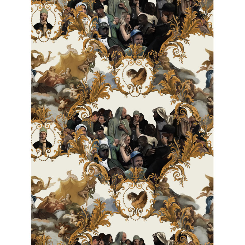 God Save the Biebs Wallpaper, White/Gold/Yellow
