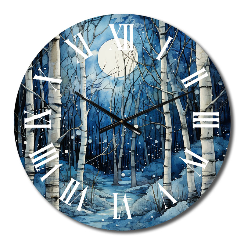 Horloge murale Birch Woods Mystic Moonlight I, Petit