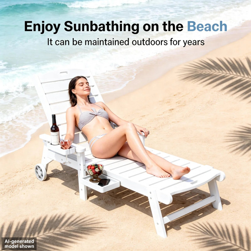 Adjustable HIPS Waterproof Pool Lounge Chair Wheels Lounge Chaise Set Outdoor Swimming Reclining Outdoor Chaise Lounge With Cup Holder