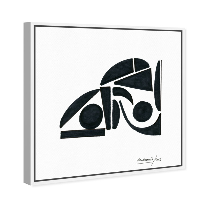 «Black and White Modern» par Joss & Main - reproduction de cadre flottant sur toile, Blanc, H 17 po x l 17 po