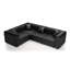 Ensemble de canapé moderne en forme de L de 103,8 po, canapé modulaire rembourré en similicuir 4 places avec conception touffetée à la main pure, 4 coussins, combinaison multiple pour le salon-1147309777