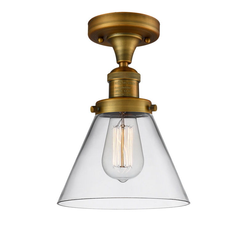Plafonnier semi-encastré 1 lumière Cone, Laiton brossé, Clair