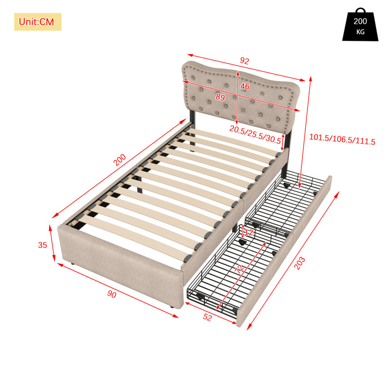 Caroyln Upholstered Storage Bed, Brown