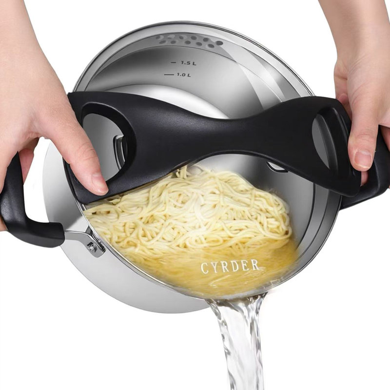 Casserole à pâtes en acier inoxydable - Casserole à induction avec passoire, facile à teindre et parfaite pour les célibataires et les couples, va au lave-vaisselle, 3 pintes