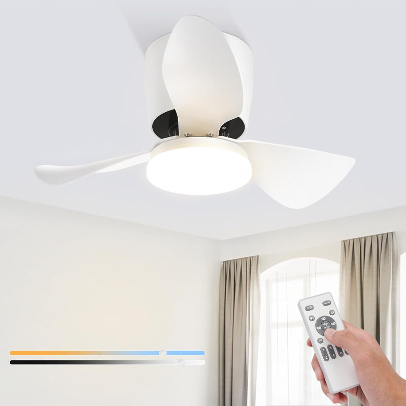 Ceiling Fan with LED Lights, White, Ivory