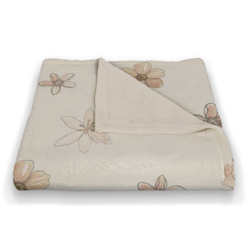 Jeté en molleton délicat, Blanc floral 2