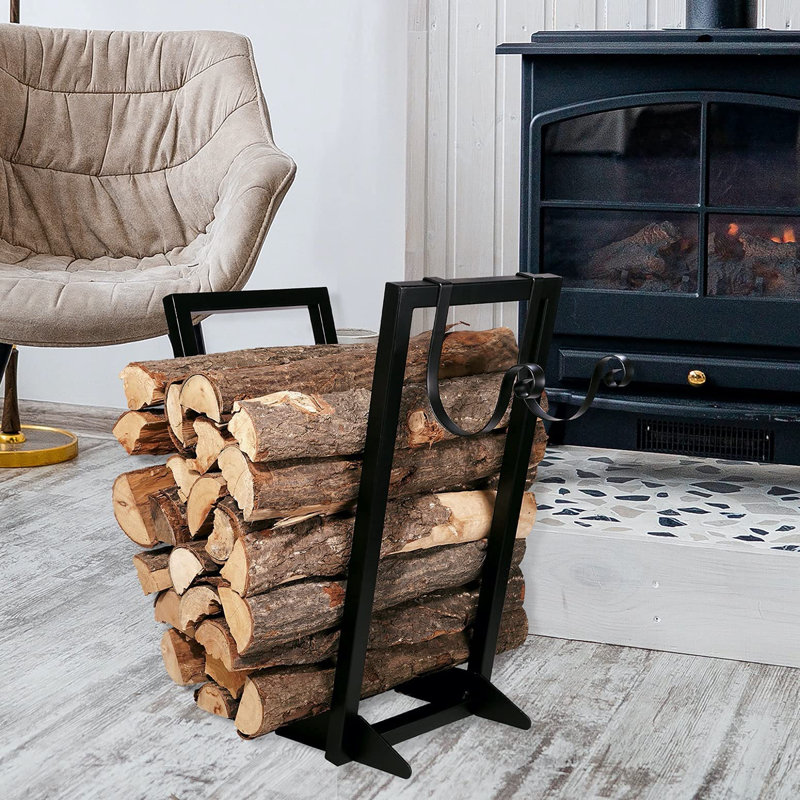 22-Inch V-Shape Adjustable Firewood Rack - Durable Iron, Rust-Resistant, High Capacity