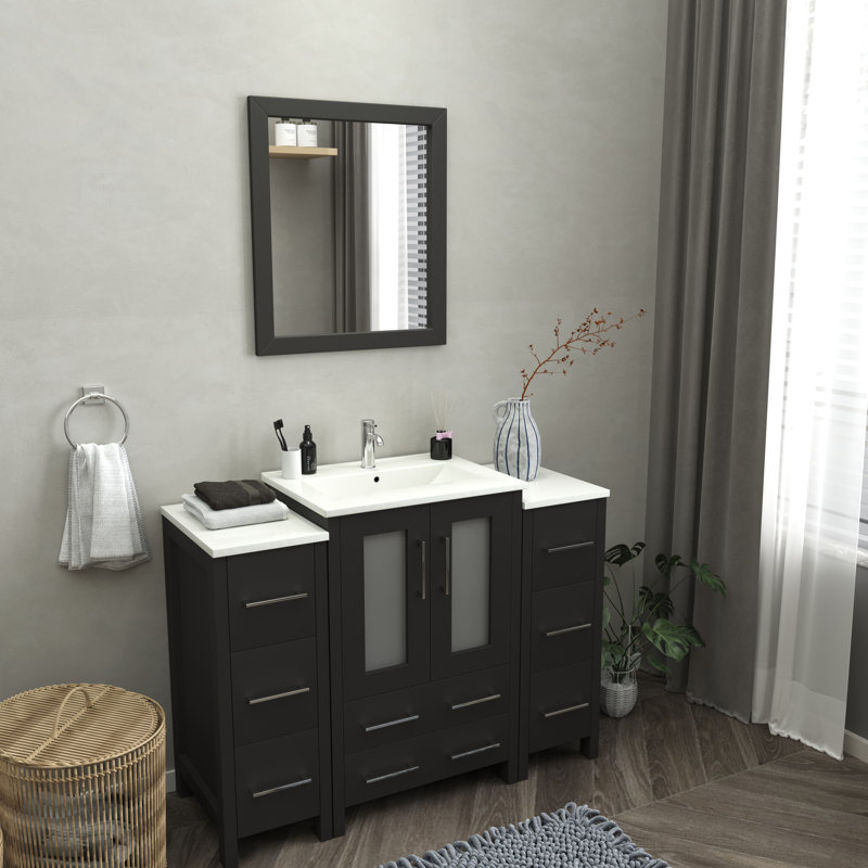  Ensemble de meuble-lavabo simple 48 "avec miroir, Espresso