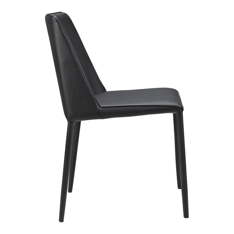 Noel Upholstered Dining Chair, Black Faux Leather, Black