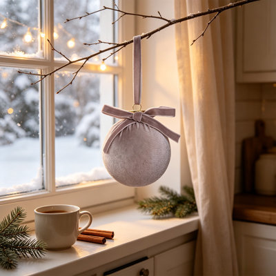 Ornement suspendu en boule de Noël en velours avec nœud délicat pour des décorations d'arbre de Noël festives et des décorations pour la maison