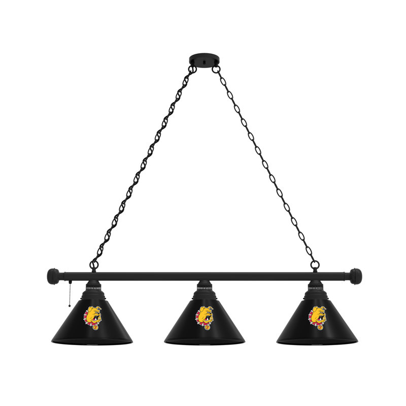 3 - Light Pool Table Lights Pendant, Black, Ferris State Bulldogs
