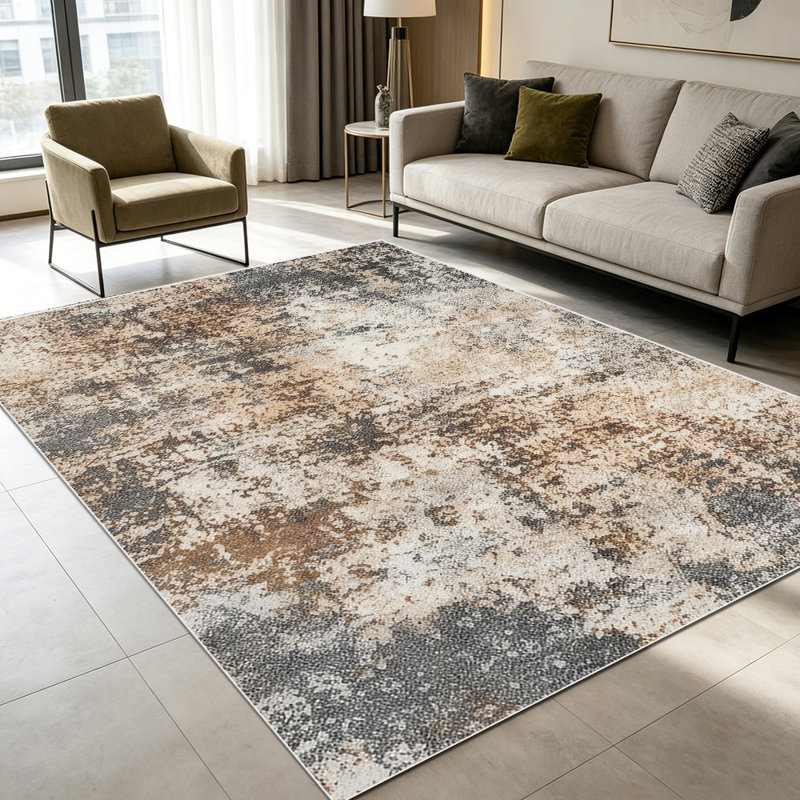 1PC Warm Earth Tone Distressed Speckled Abstract area rugs for Living Room, Soft, All seasons, Easy-maintain, Washable Indoor mat, Farmhouse suitable for dining area, bedroom, entryway, home office, patio porch, hallway, Home Decor, Outdoor Decor.