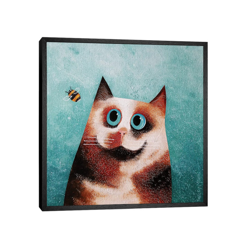 Bebe And Bee by Vicky Mount - Floater Frame Print on Canvas, Black Framed Canvas, 45.72 cm H x 45.72 cm W