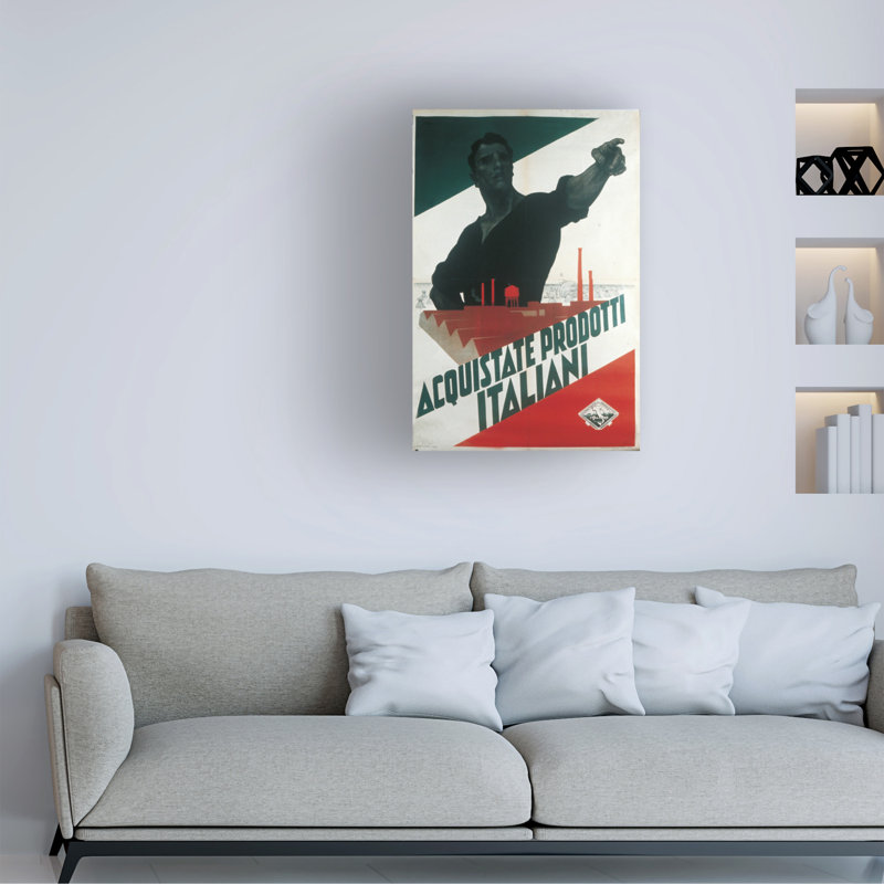 Art sur toile Leopoldo Metlicovitz, Prodotti Italiani, fasciste pendant l'autarcie, 19" H x 12" W