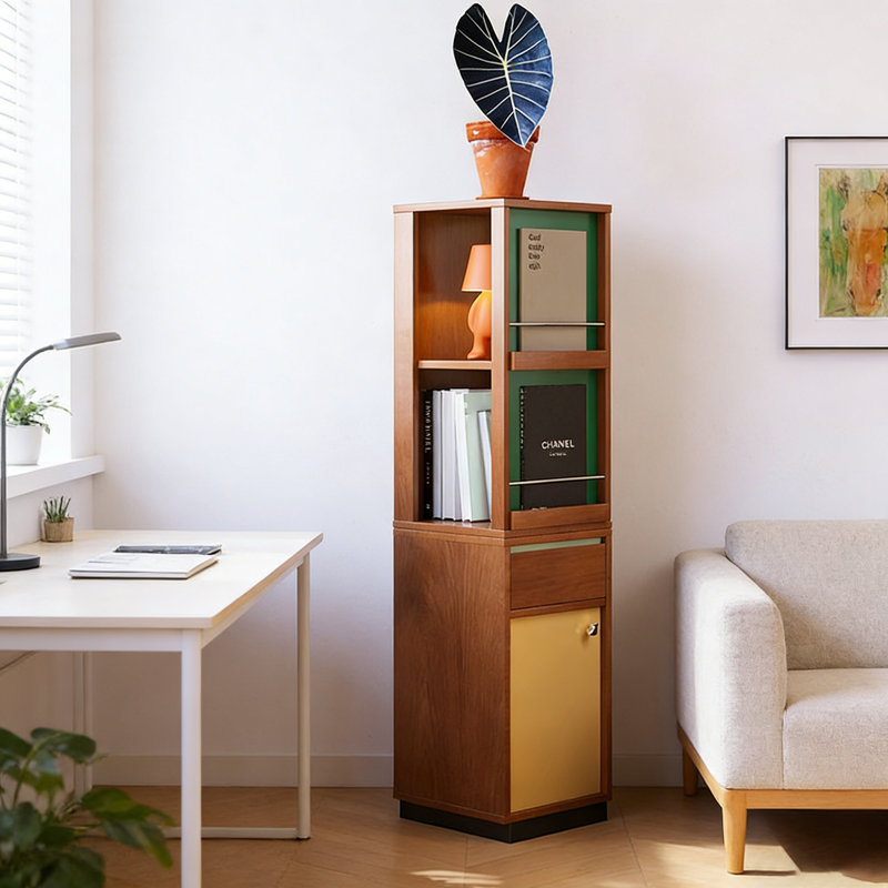 Petite armoire de coin 61,02 po, petite étagère de rangement, organisateur de coin pour canapé de salon et chambre à coucher