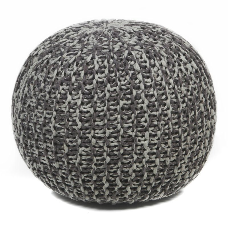 Drummond Upholstered Pouf, Brown/Gray 100% Cotton