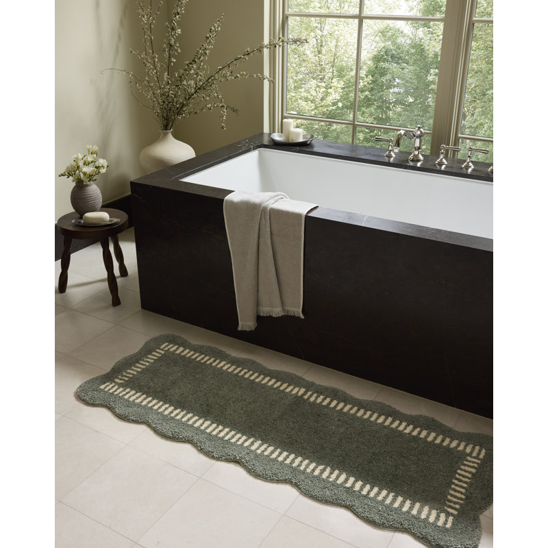 Chris Loves Julia x Loloi Valerie Lagoon / Ivory Bath Mat, 1'-10" x 5', Lagoon / Ivory