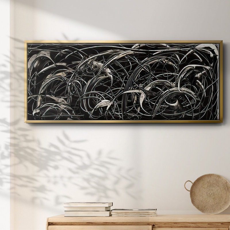 Linear Movement I - Framed Canvas, 24" H x 60" W